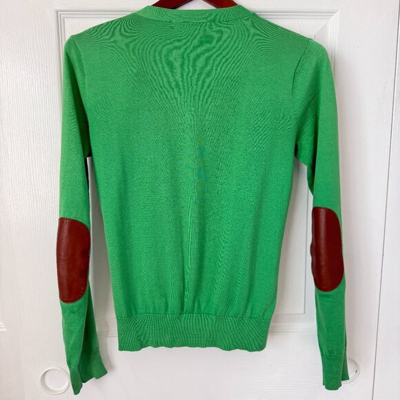 Blue Label Ralph Lauren Italian Cotton Leather Elbow Patch Cardigan Small - Picture 6 of 6